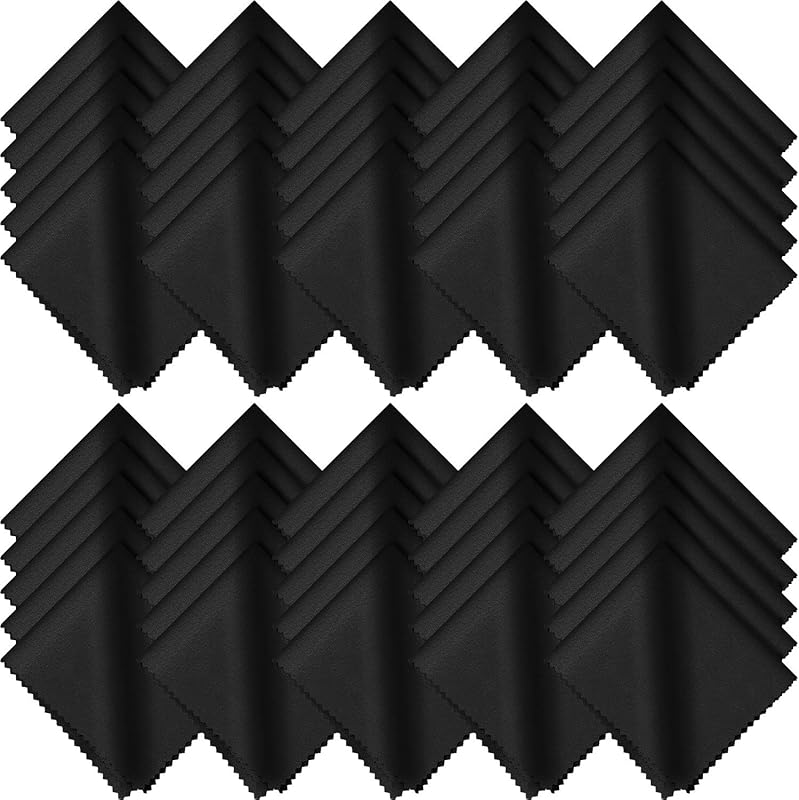 Microfiber cleaning cloth lens 50-pack 6x7 inch black